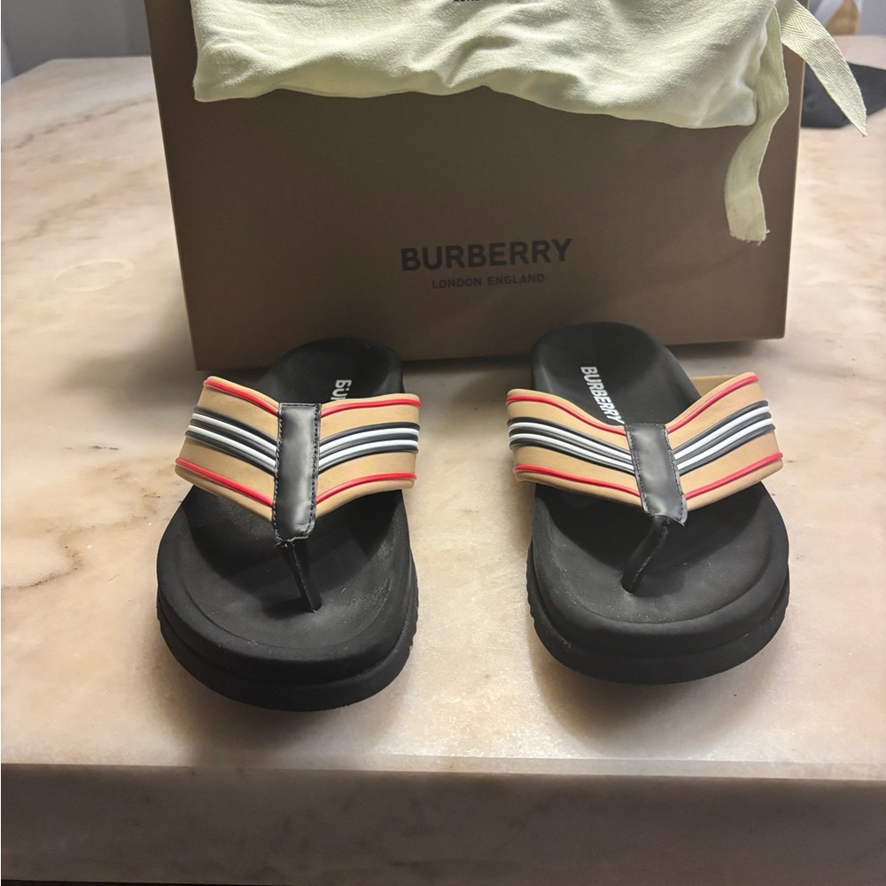 Burberry Men’s 3D Icon Stripe Thong Sandal